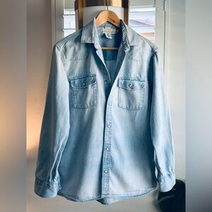 L.O.G.G Men's Denim Shirt Blue Jean Long Sleeves Snaps Med H&M